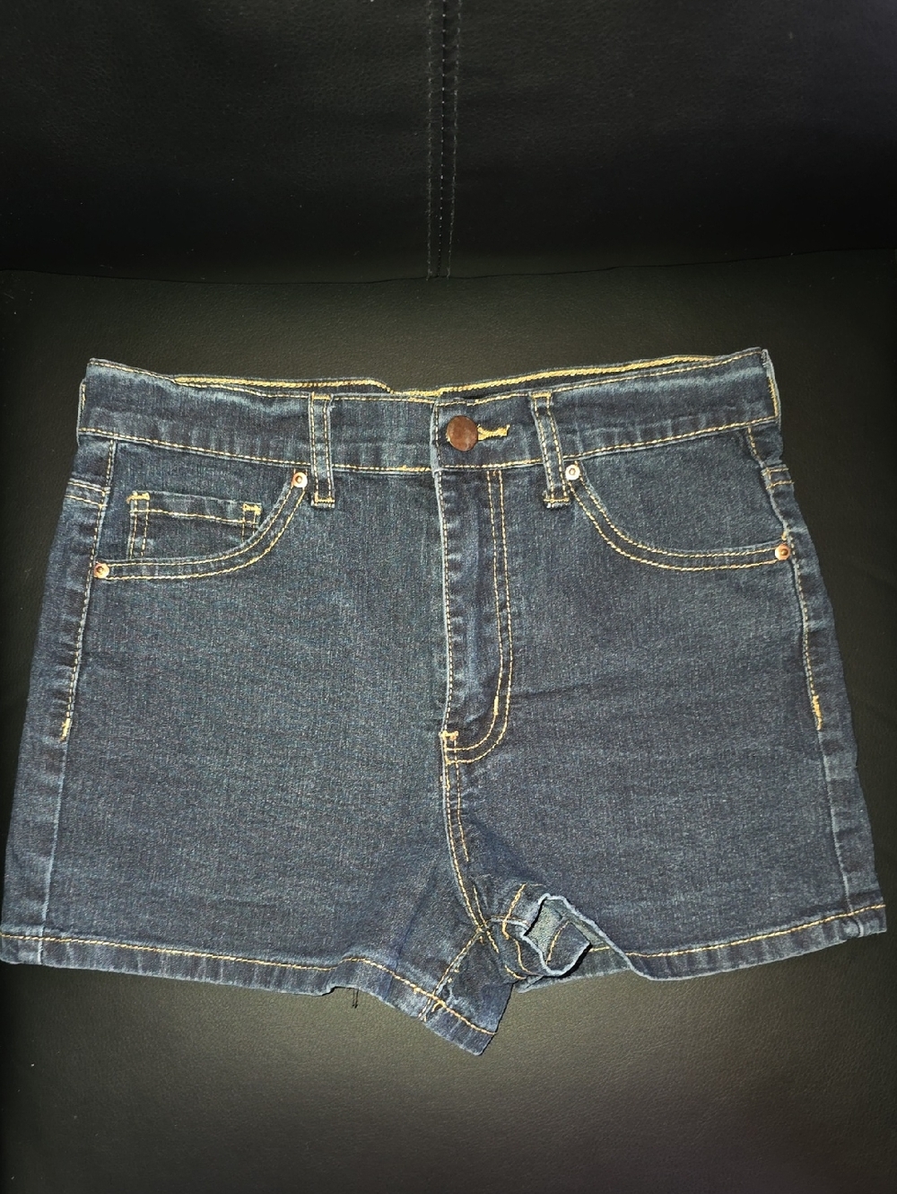 Forever 21 Dark Blue Denim High-Rise Jean Shorts